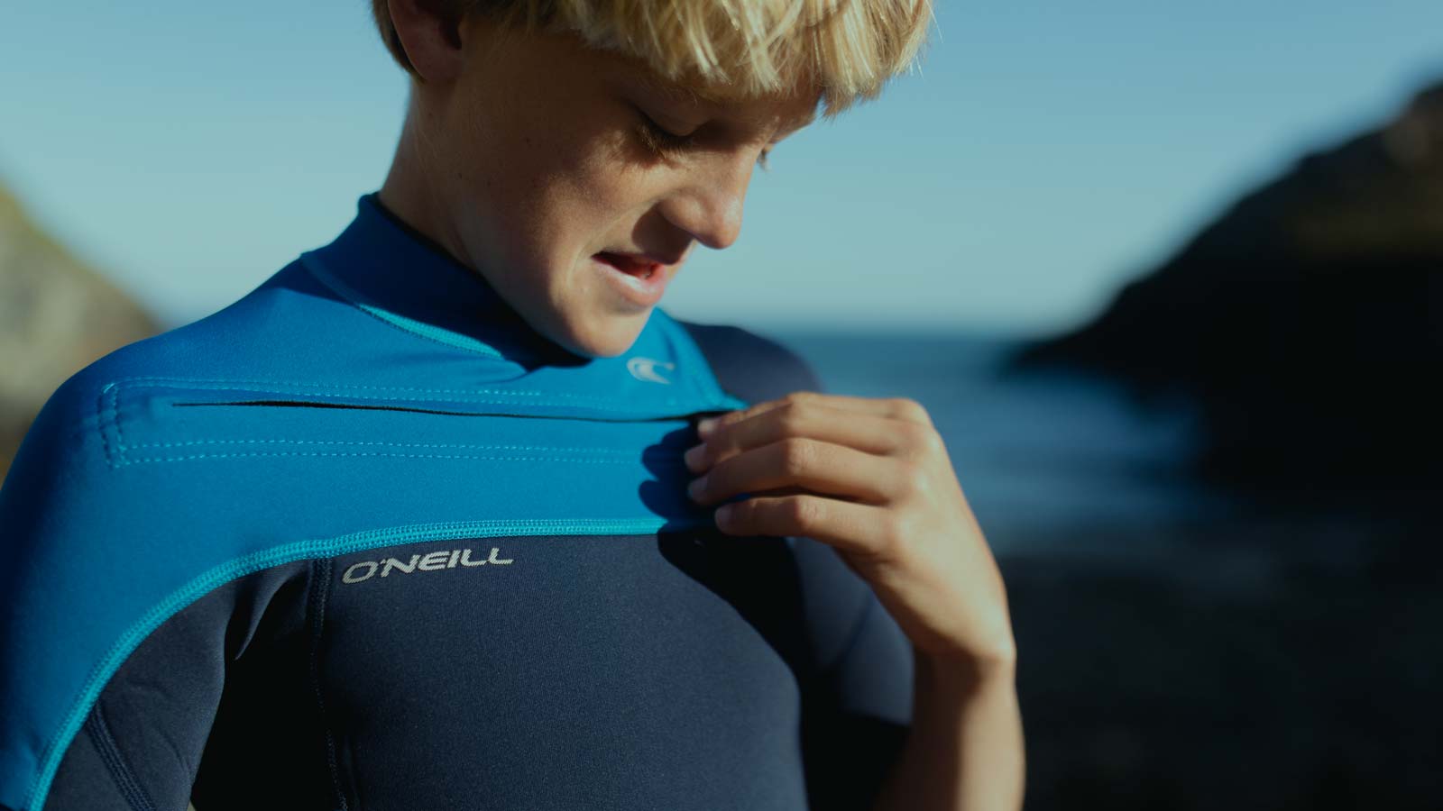 Young Ripper Tryiong on his new Short Wetsuit form O'Neill.