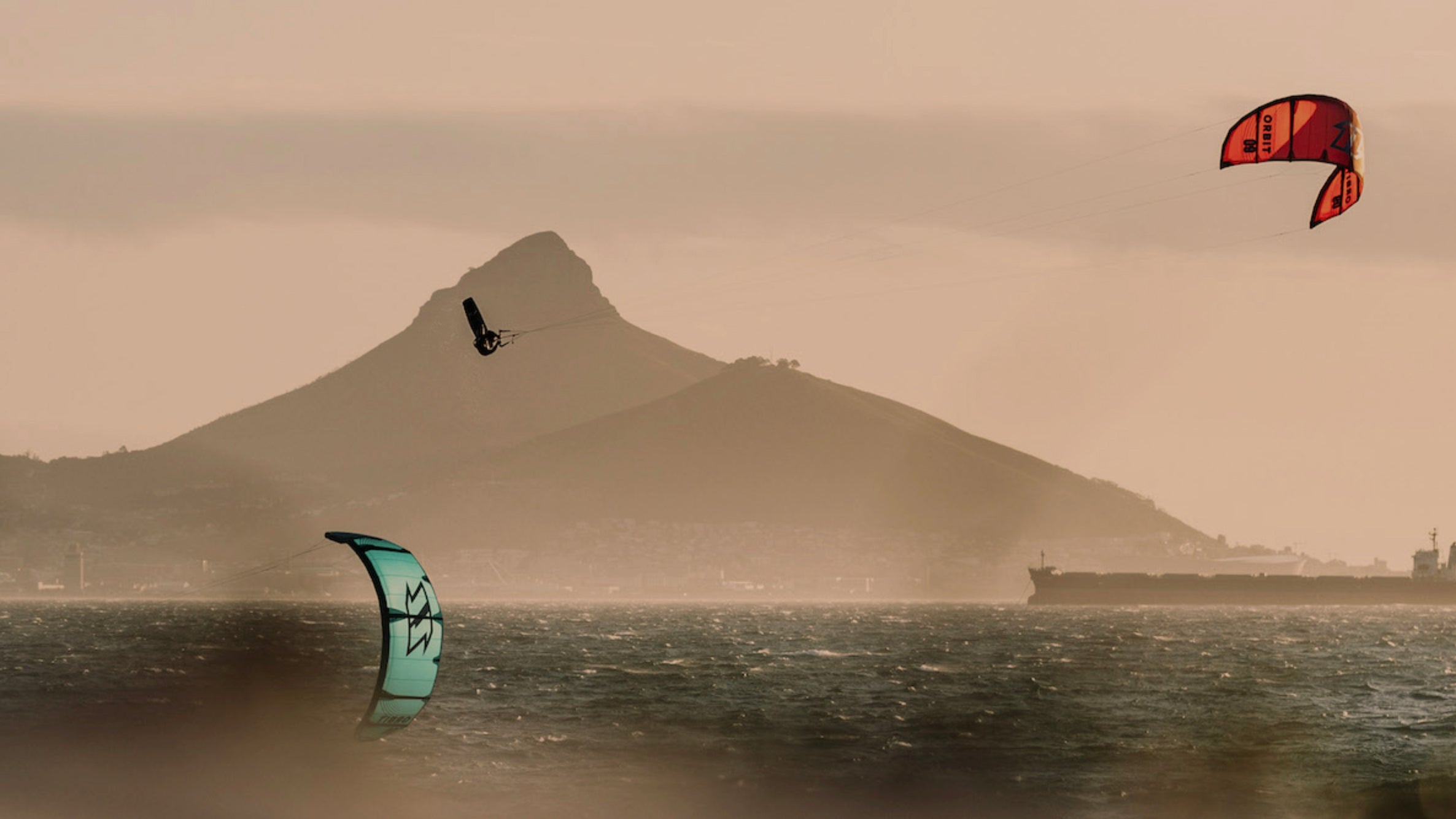 Extreme Big Air kiteboarding. Life Jackets and Impact vests are essentials in kiteboarding. 