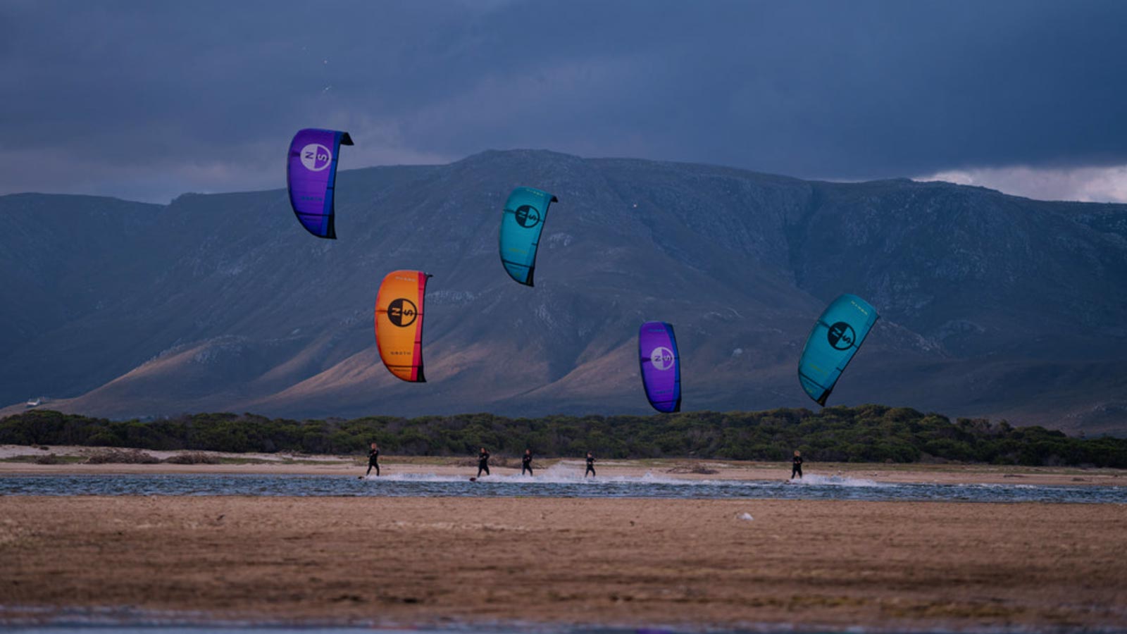 North Kites in Action During a High Wind Kiteboarding Session