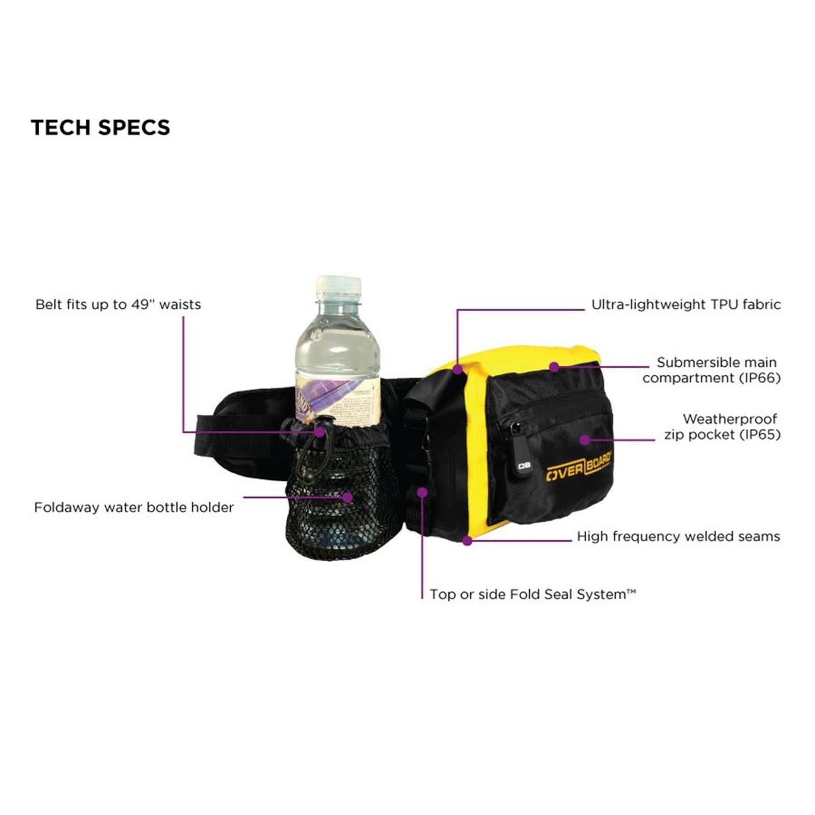 Overboard Waterproof Waist Pack – 2 liters, Yellow
