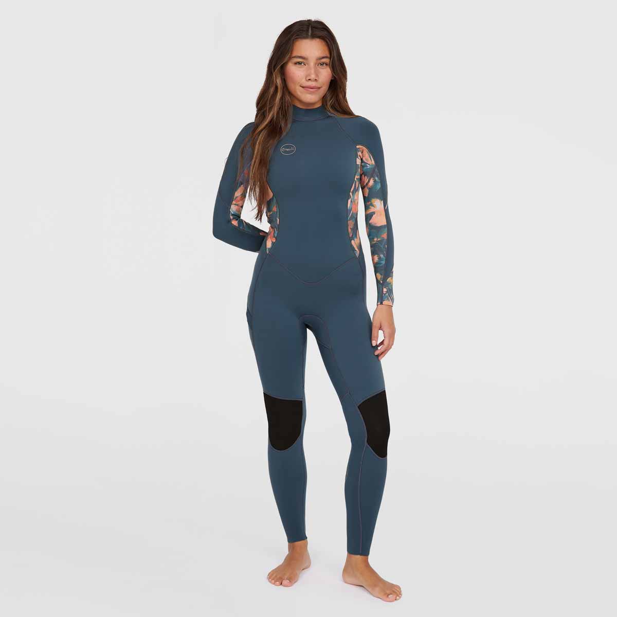 O'Neill Wms Bahia 3/2 Back Zip Full Wetsuit – Copenblu/Ptdtrpcs IM6