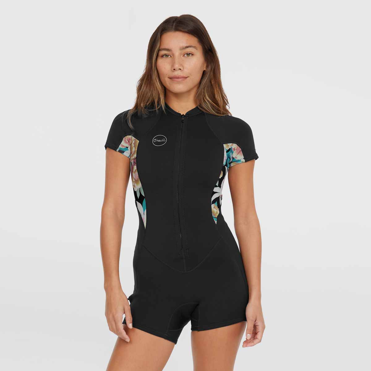 O'Neill Wms Bahia 2/1 Front Zip S/S Spring Wetsuit – Copenblu/Ptdtrpcs IL5
