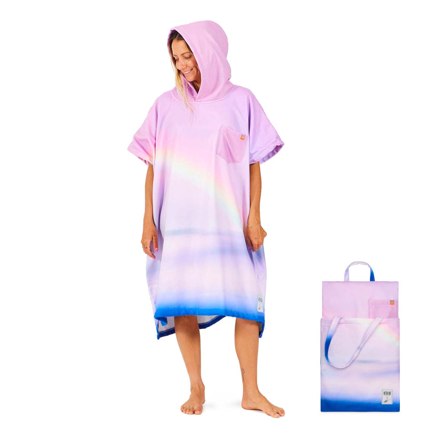 After Essentials Photograph Series Poncho Towel with Tote Bag – Rainbow