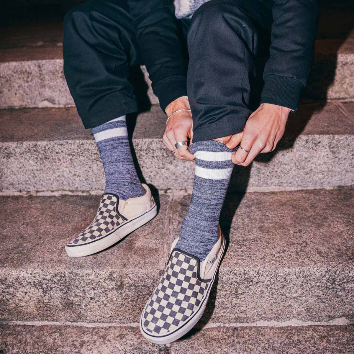 American Socks Mid High White Noise - Gray/White-White