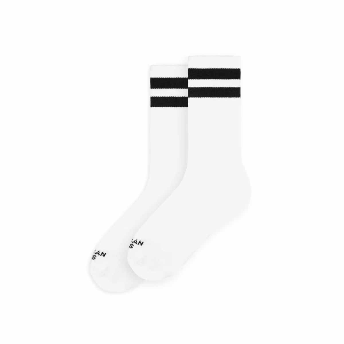 American Socks Mid High Old School - White/Black-Black