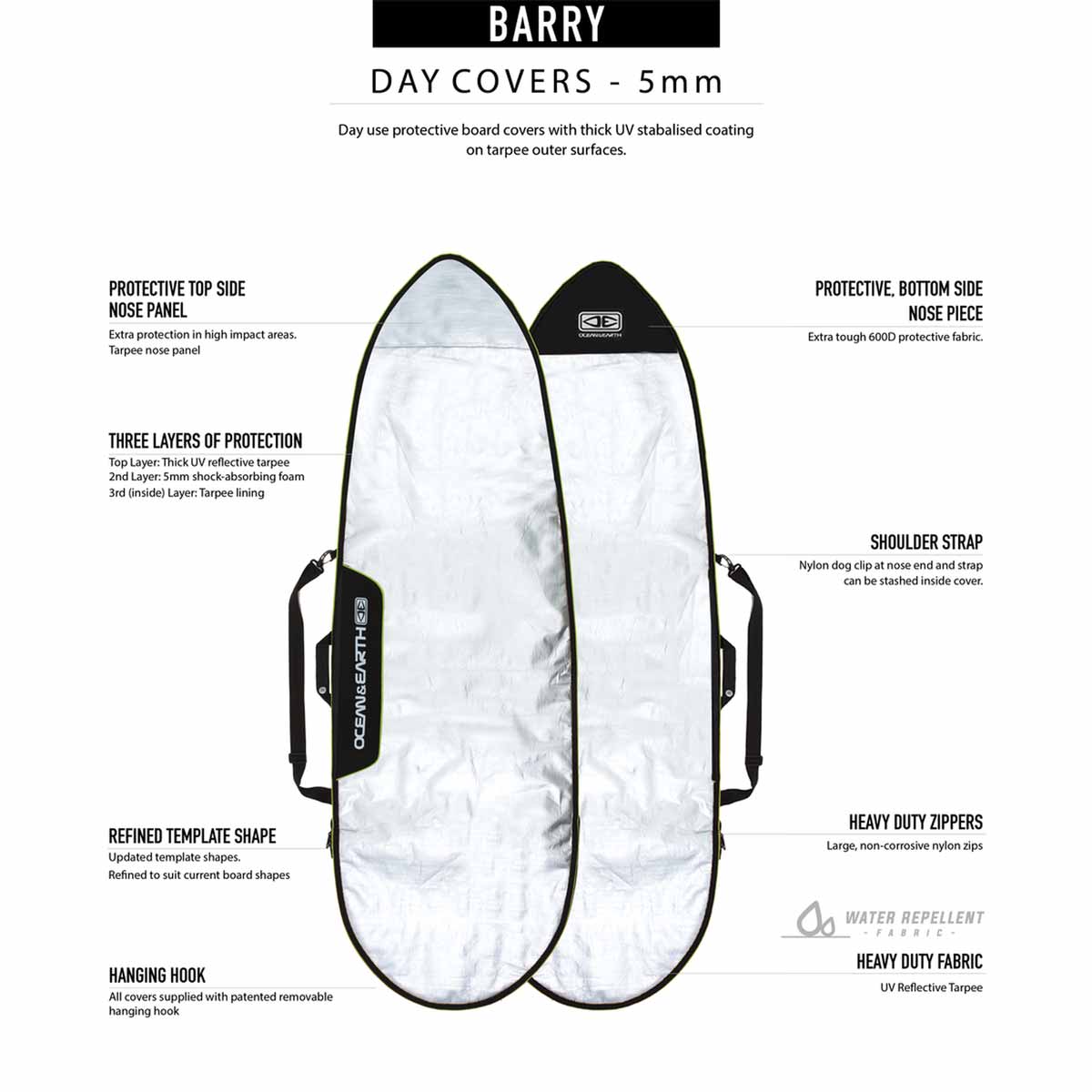 Ocean & Earth Barry Basic Fish Surfboard Cover – 5’8-8’0