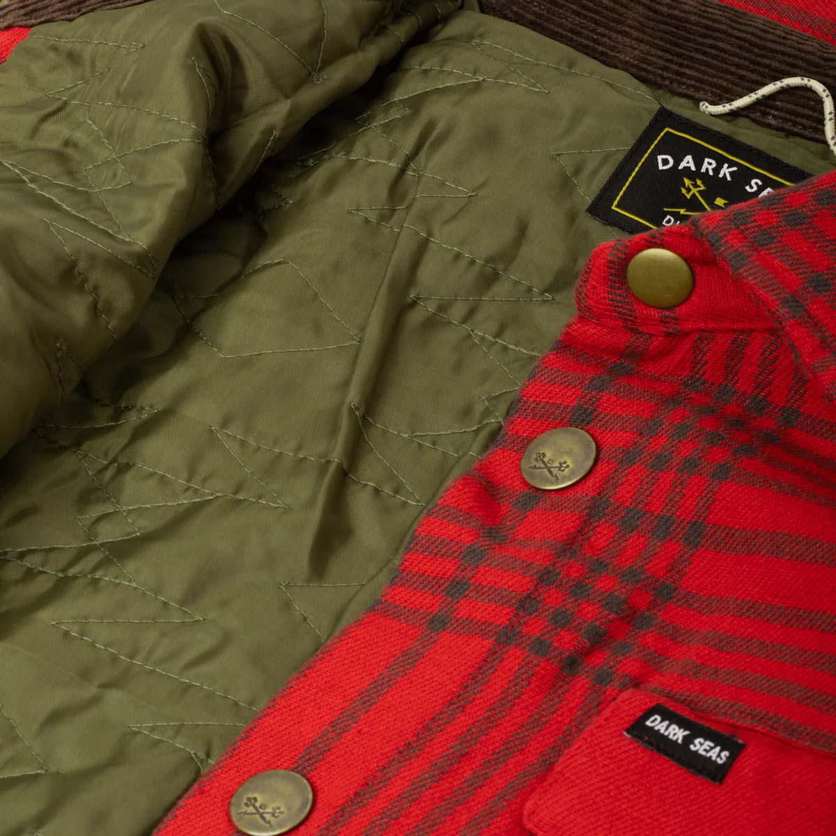 Dark Seas Zilker Woven Flannel Jacket – Red