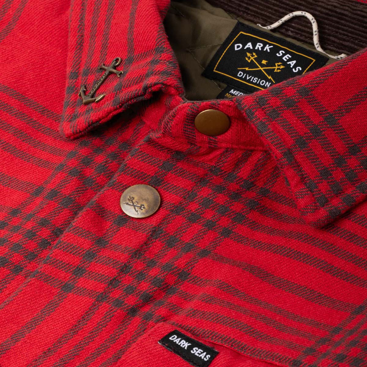 Dark Seas Zilker Woven Flannel Jacket – Red