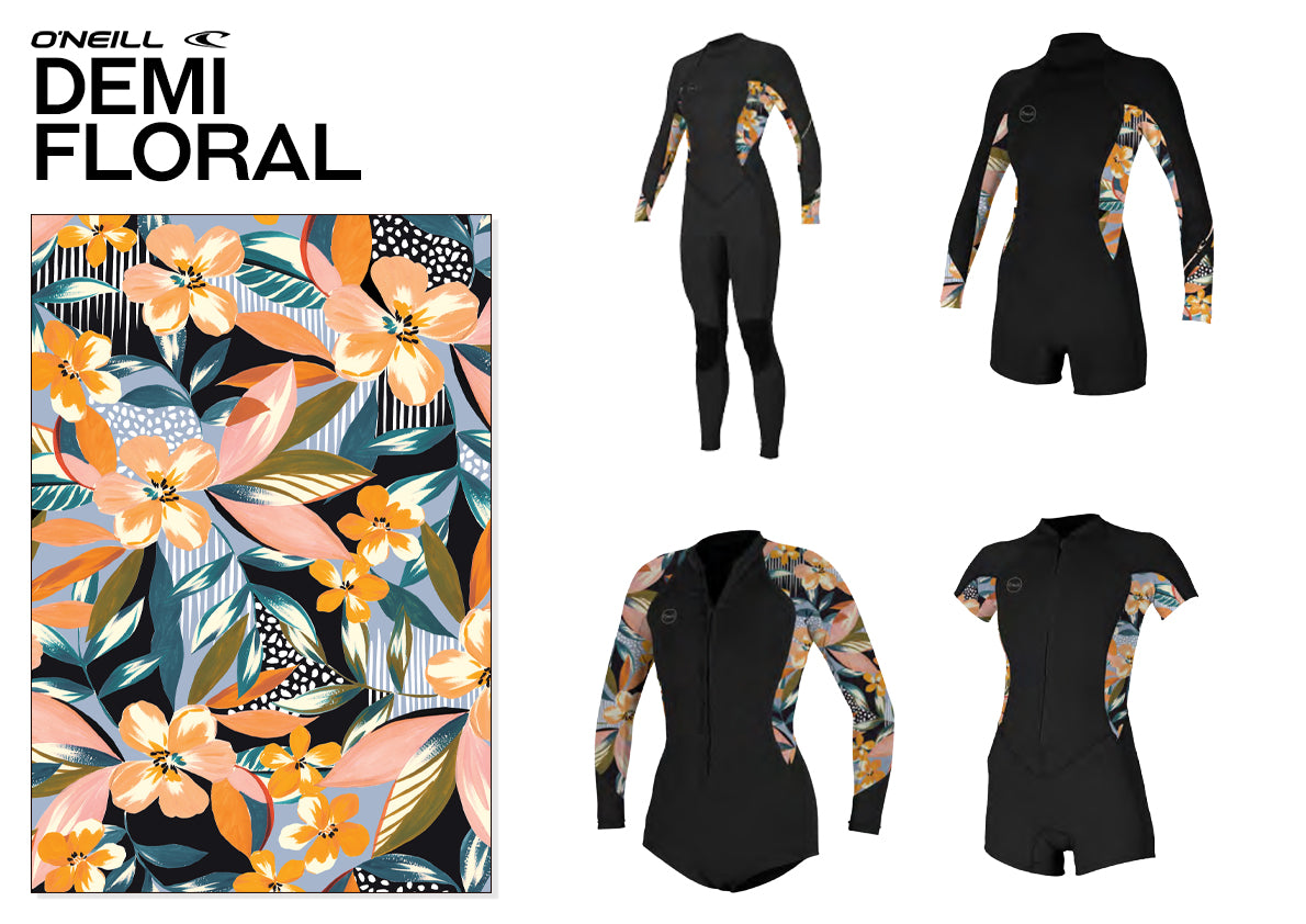O'Neill Girls Epic 5/4 Chest Zip Full Wetsuit – Demi Floral HW6