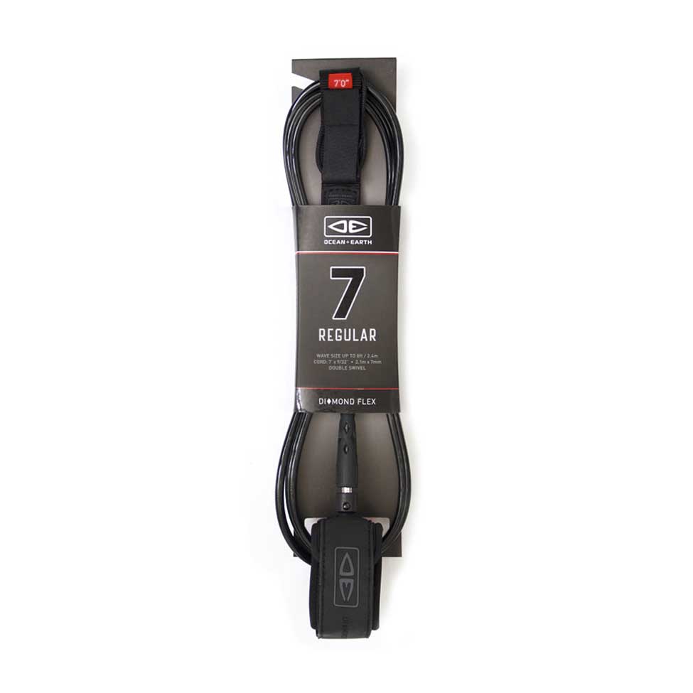 Ocean & Earth Regular 7ft Moulded Leash - Black