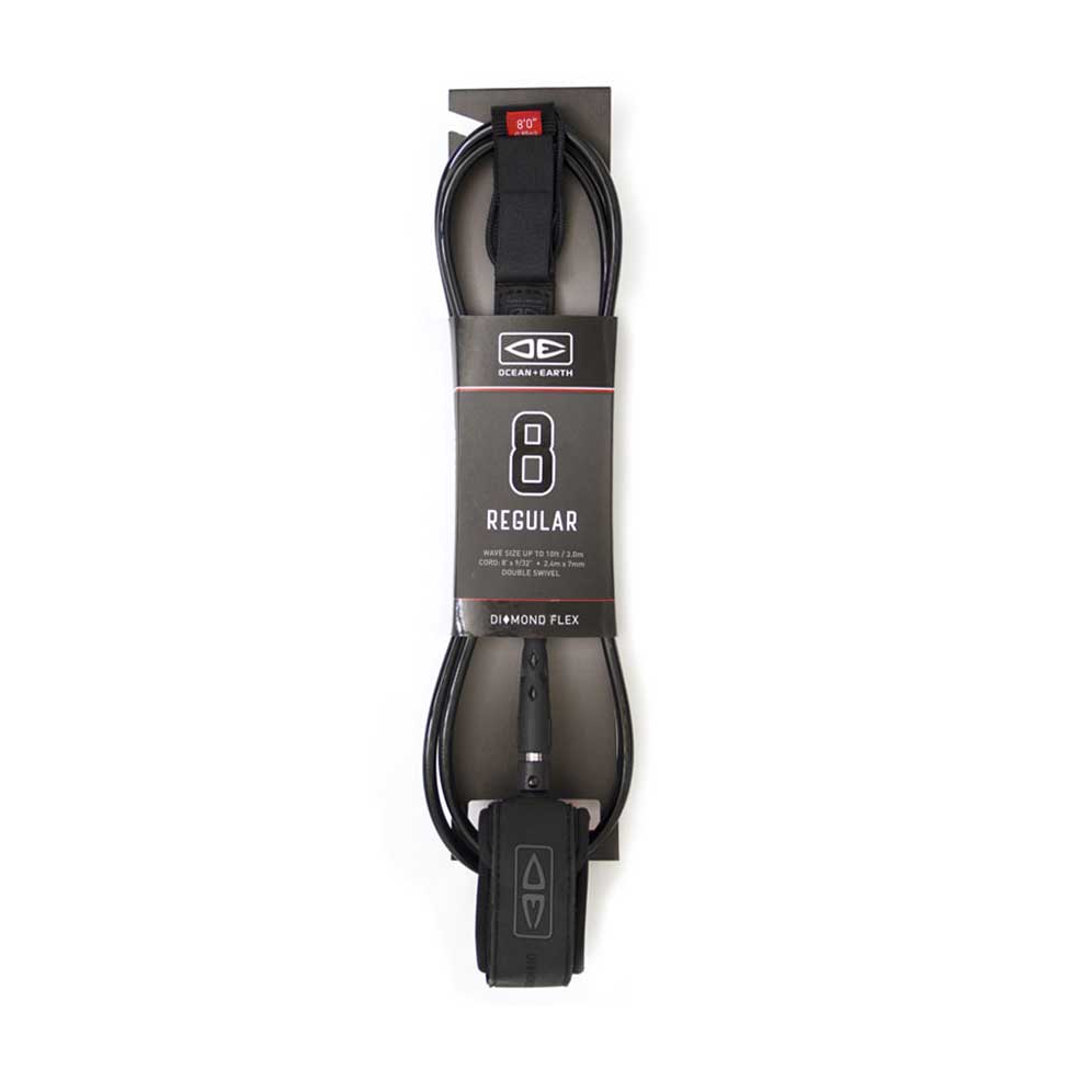 Ocean & Earth Regular 8ft Moulded Leash - Black