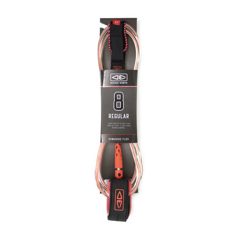 Ocean & Earth Regular 8ft Moulded Leash - Coral