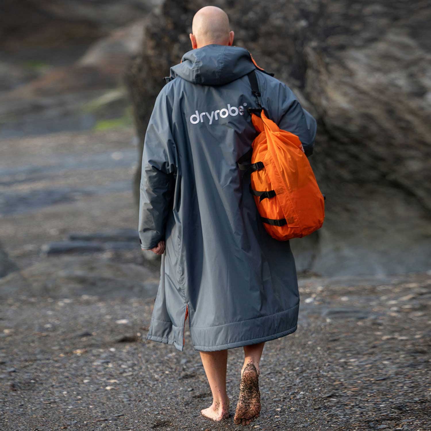 Dryrobe Advance Changing Robe Waterproof Jacket - Dark Grey Orange