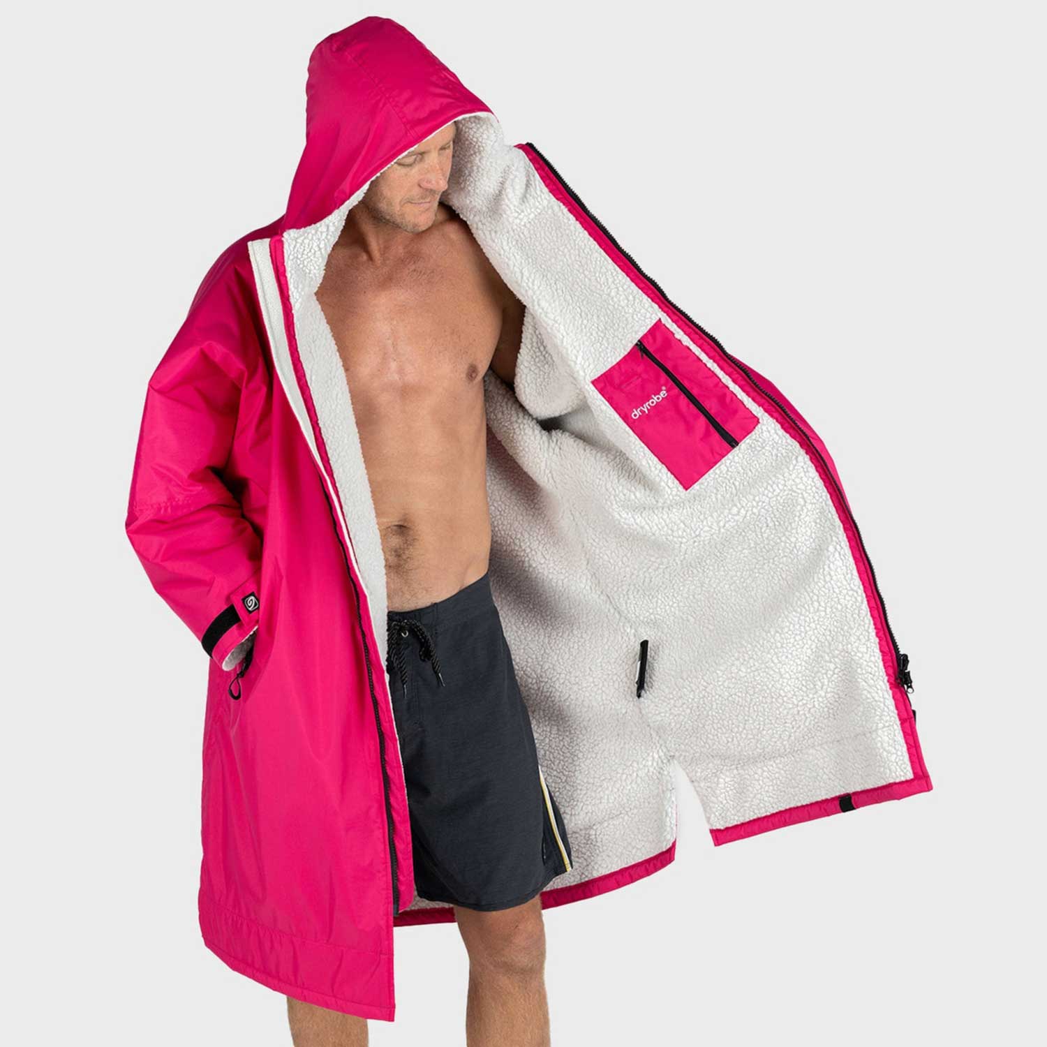 Dryrobe Advance Changing Robe Waterproof Jacket - Pink Light Grey