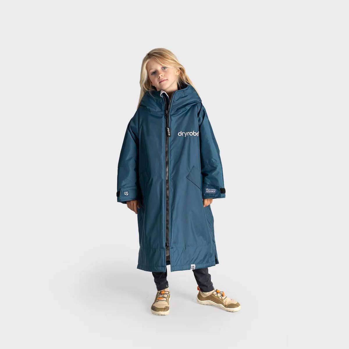 Dryrobe Advance Kids Changing Robe Waterproof Jacket - Deep Sea Blue Sand Camo