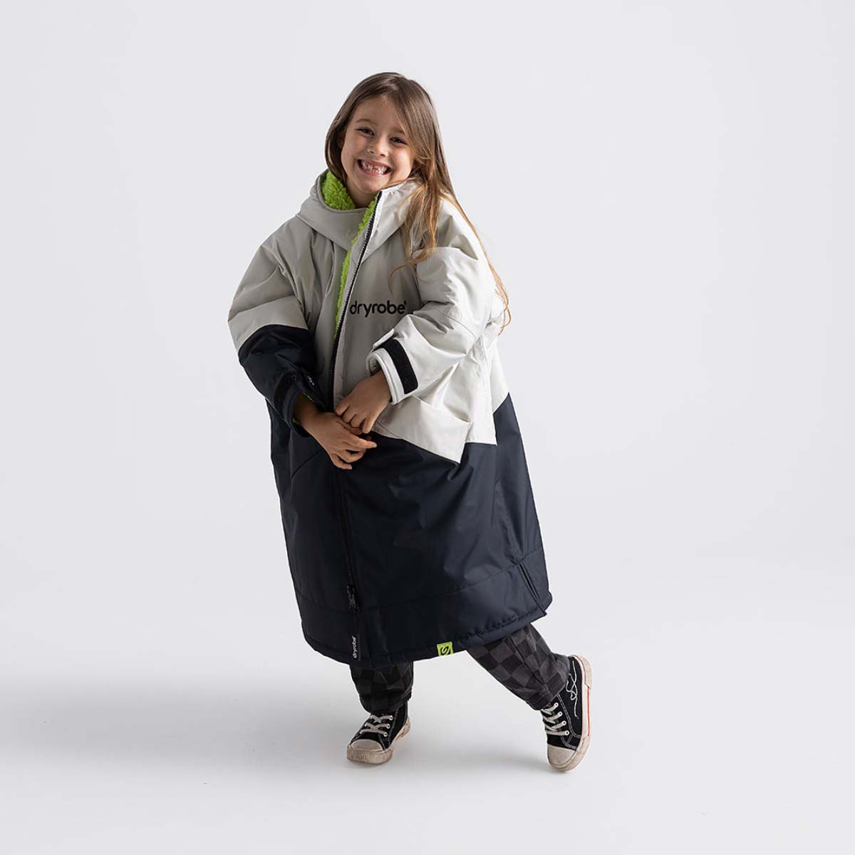 Dryrobe Advance Kids Changing Robe Waterproof Jacket - Grey Lime