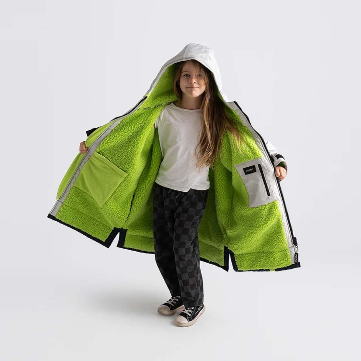 Dryrobe Advance Kids Changing Robe Waterproof Jacket - Grey Lime