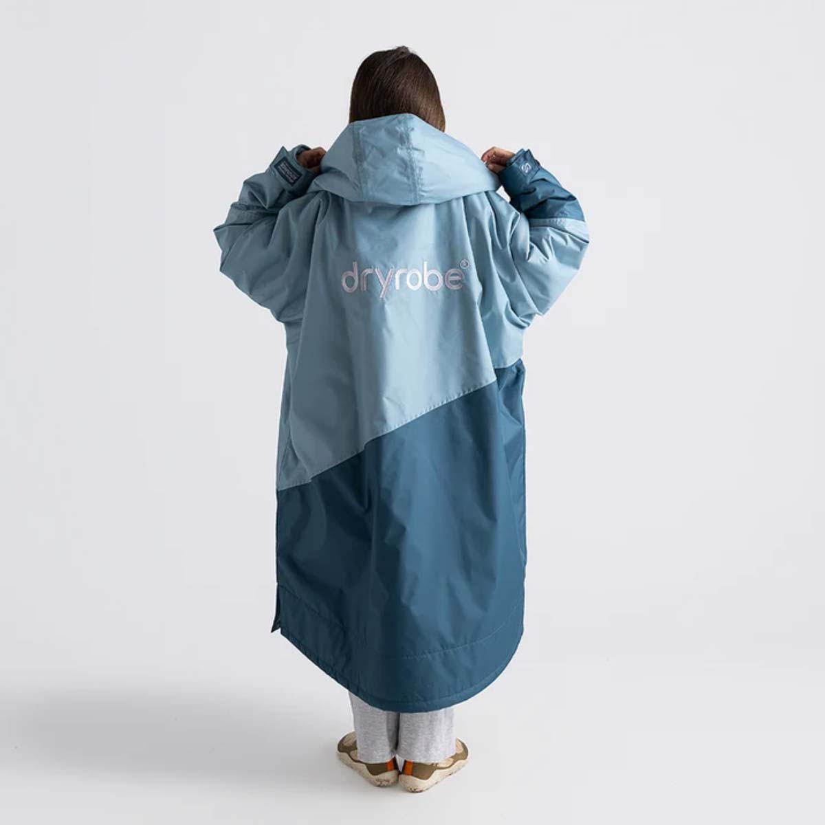 Dryrobe Advance Kids Changing Robe Waterproof Jacket - Blue Light Grey