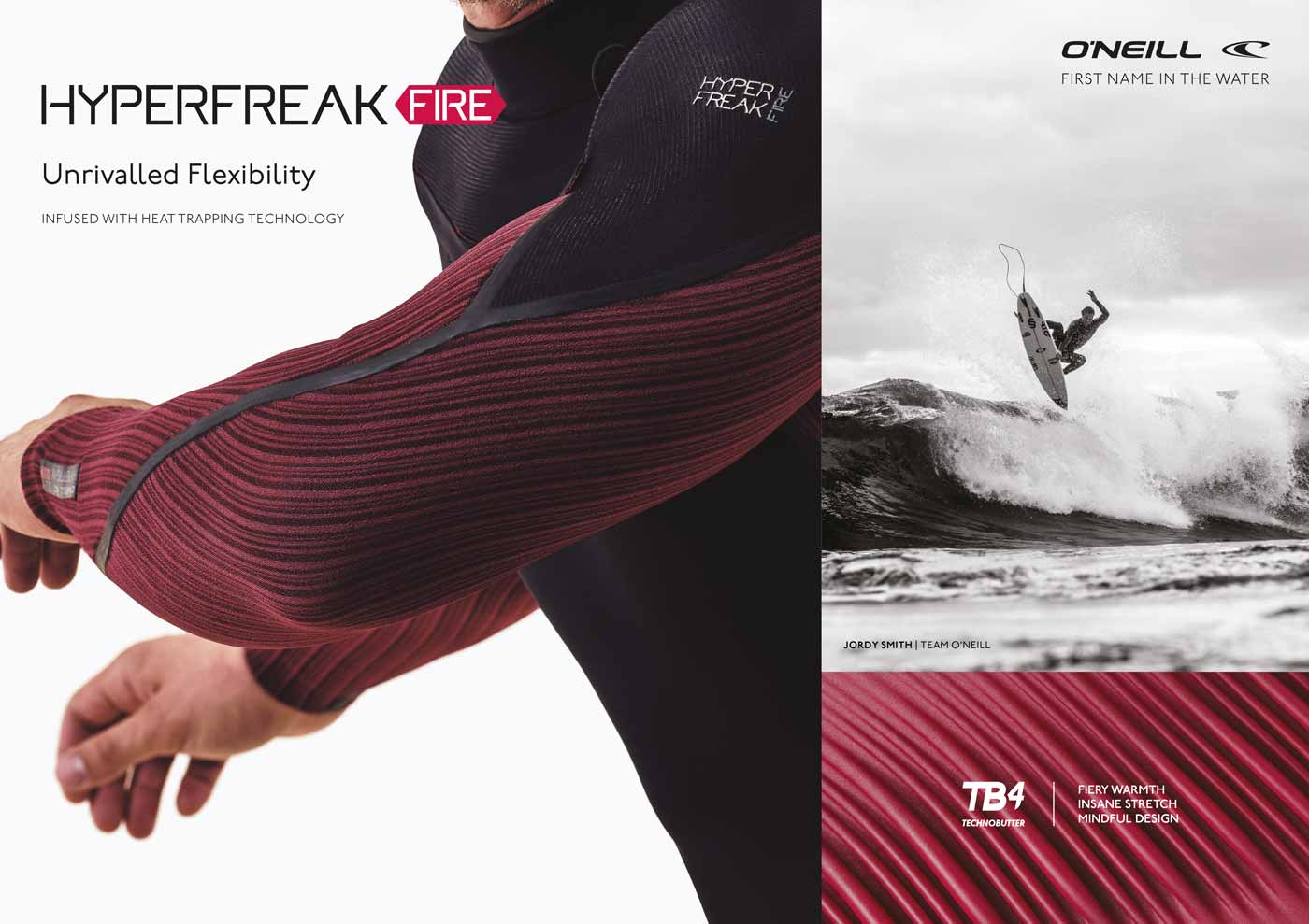 Wetsuit O'Neill Hyperfreak Fire 5/4+ mm Chest Zip – Dark Red F96