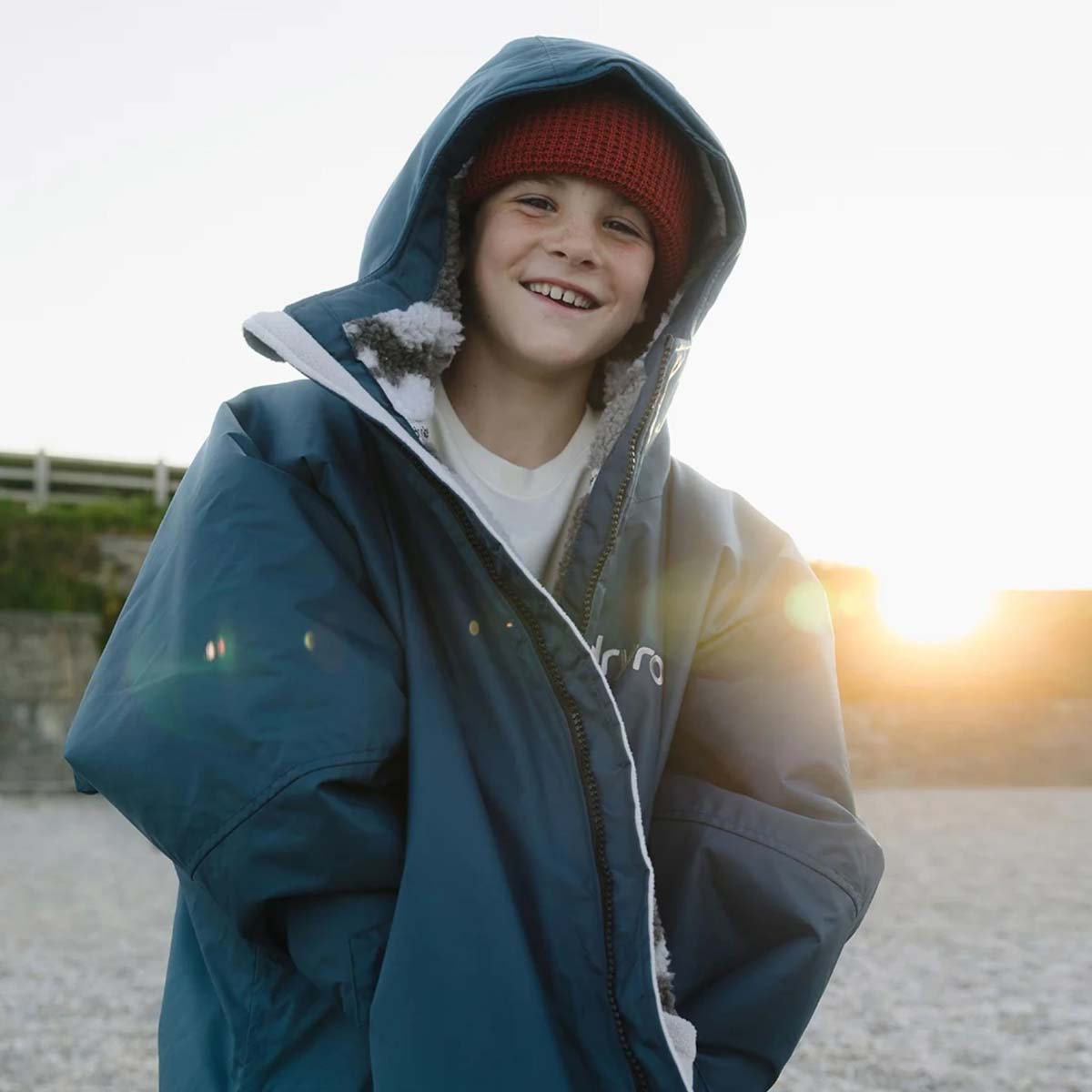 Dryrobe Advance Kids Changing Robe Waterproof Jacket - Deep Sea Blue Sand Camo