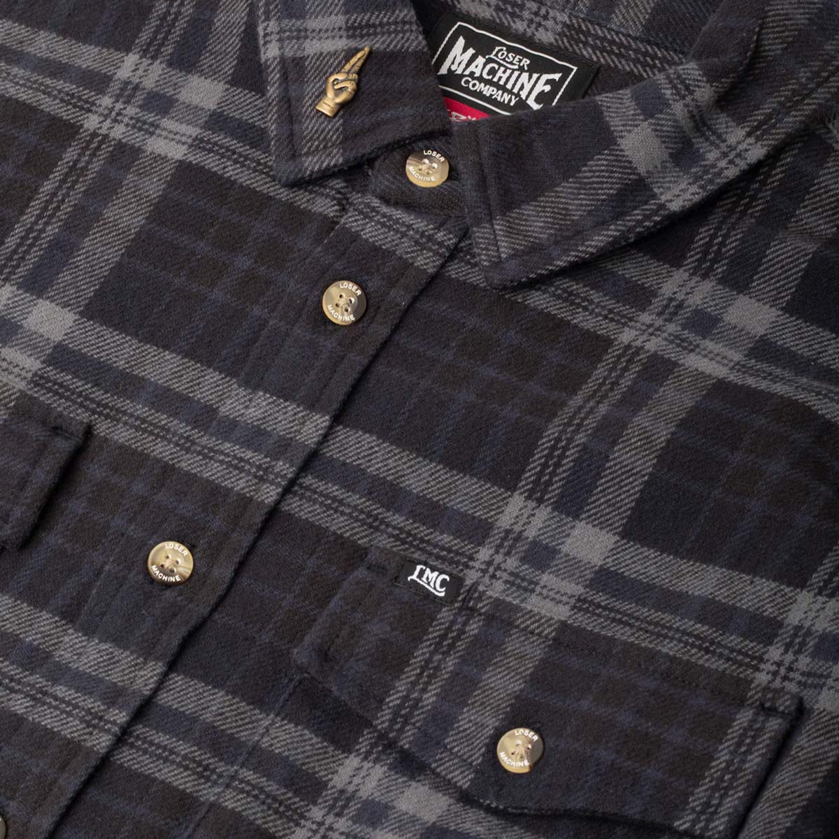Loser Machine Step Up Woven Flannel Shirt – Black/Navy