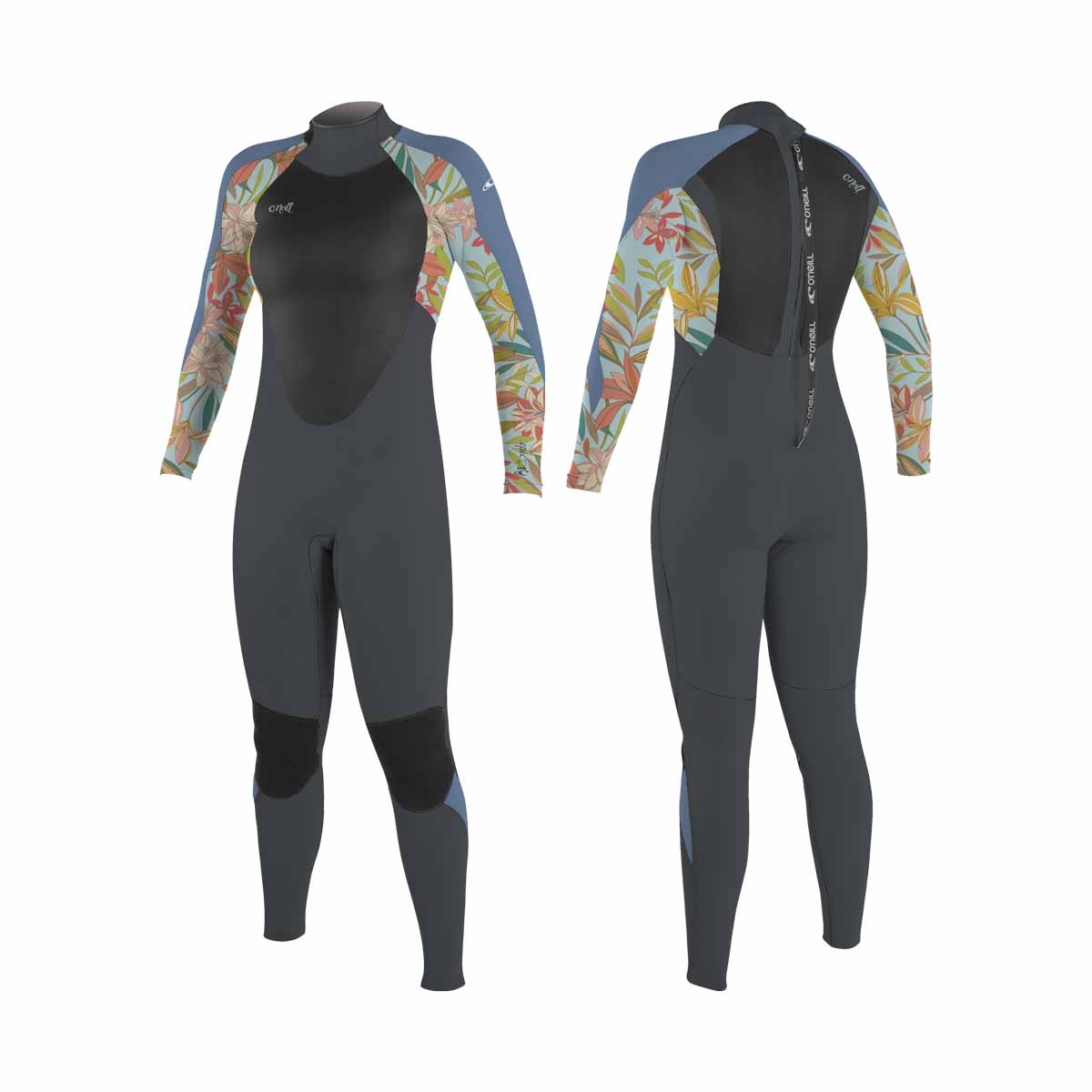 O'Neill Girls Epic 4/3 Back Zip Full Wetsuit –  Graphite/Dahlia/Infinity IF5