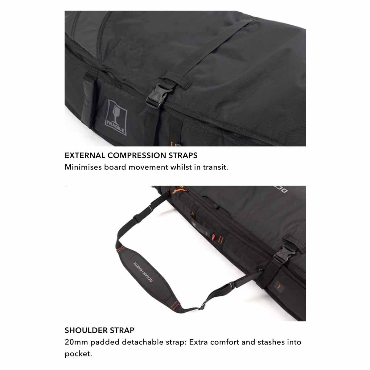 Ocean & Earth Triple Wheel Hypa Fish Surfboard Travel Bag – 6’0-7’6