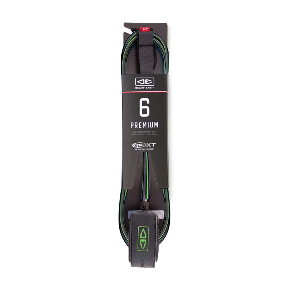 Ocean & Earth Premium One-XT 6ft Leash – Black/Lime