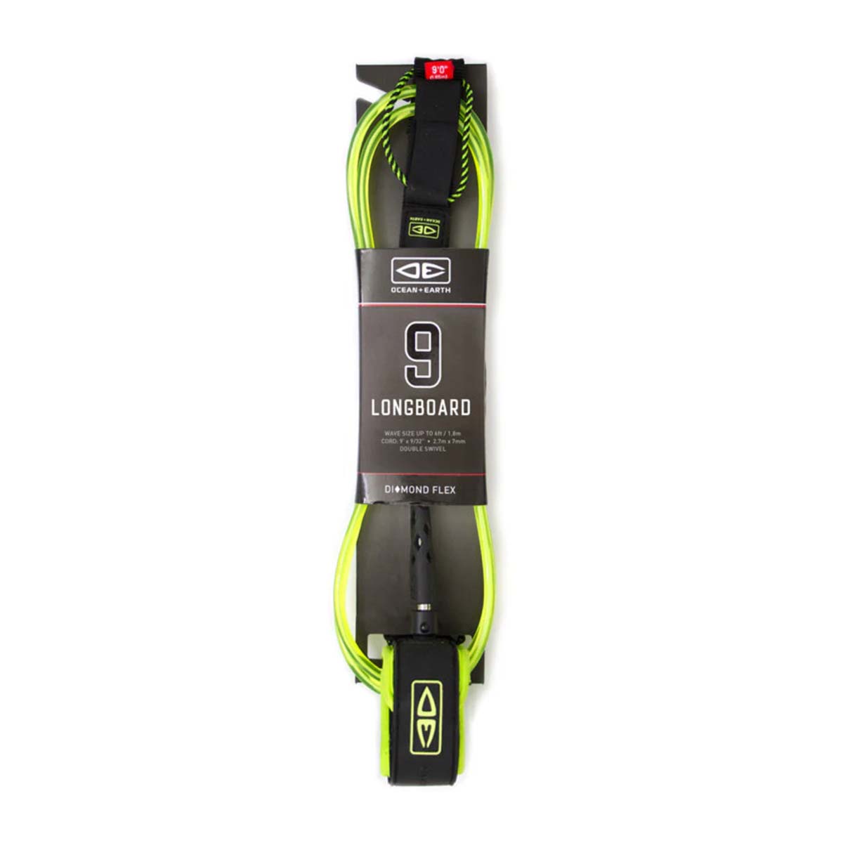 Ocean & Earth Regular 9ft Moulded Leash - Lime