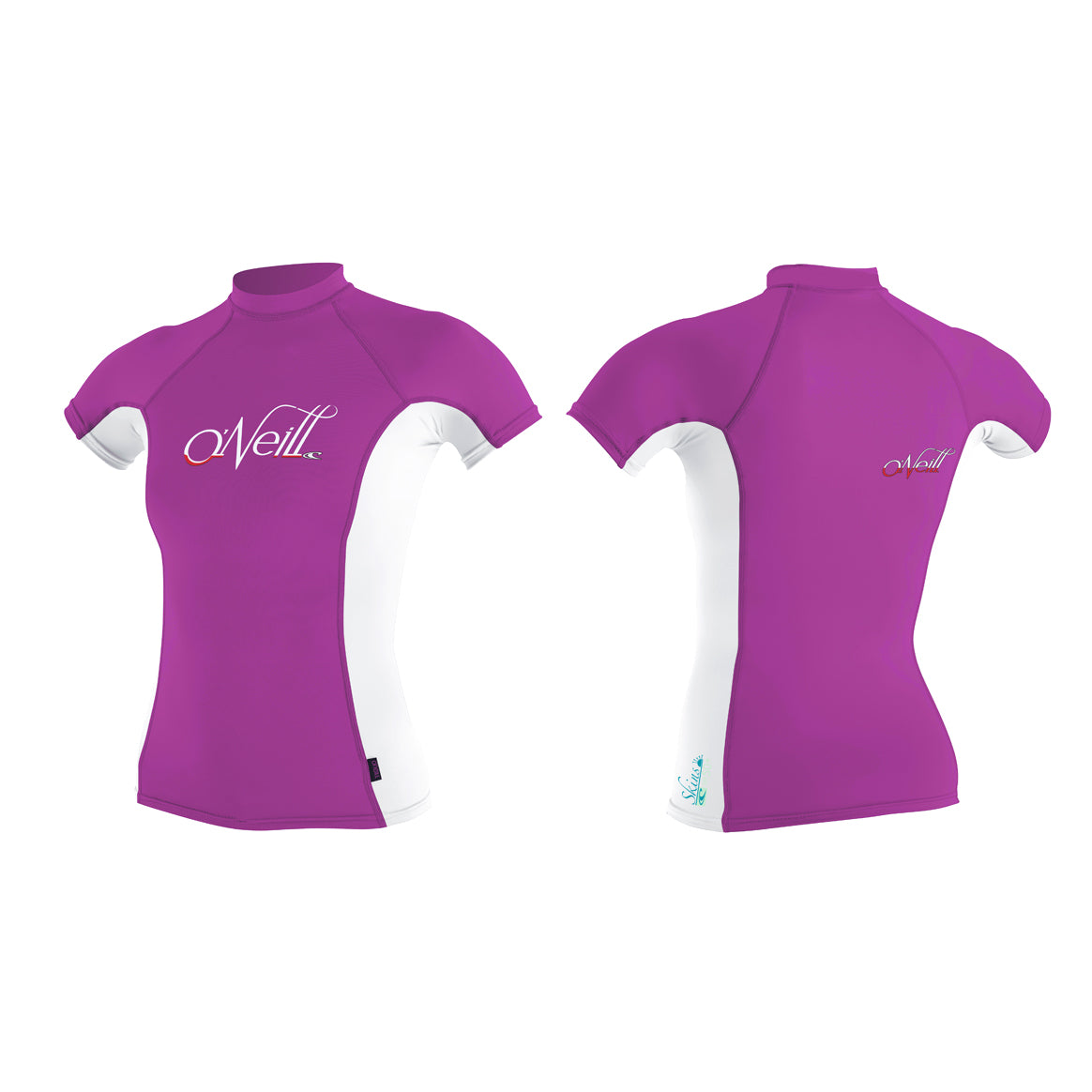 O'Neill WMS Skins SS Turtleneck likra – rozā/balts