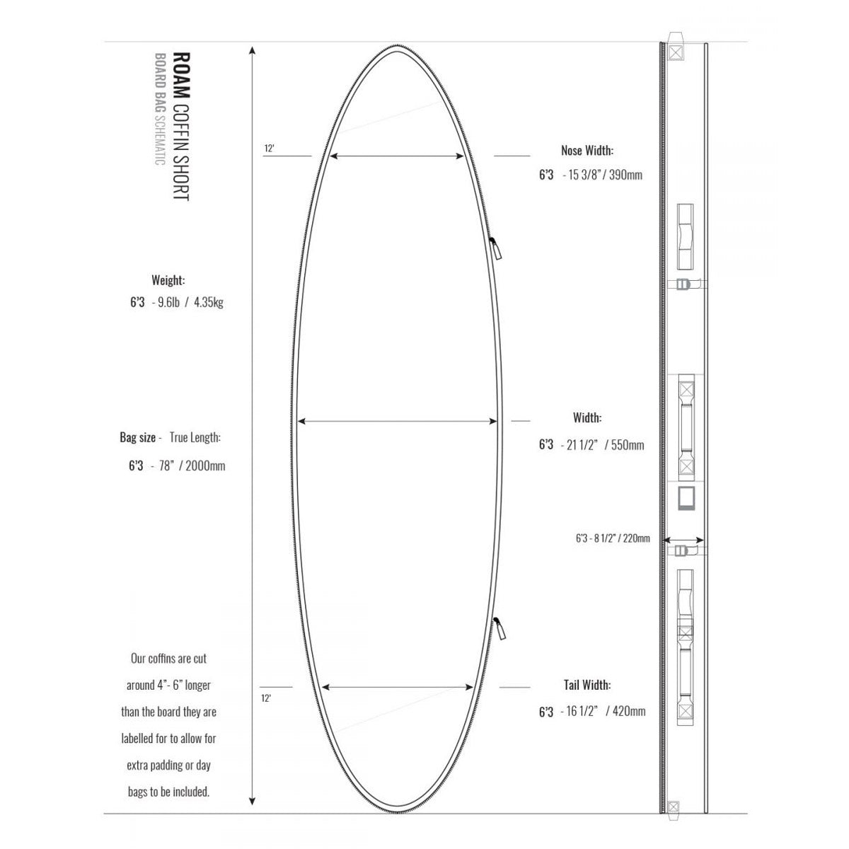 Roam Coffin Surfboard Bag – 6’3-9’6