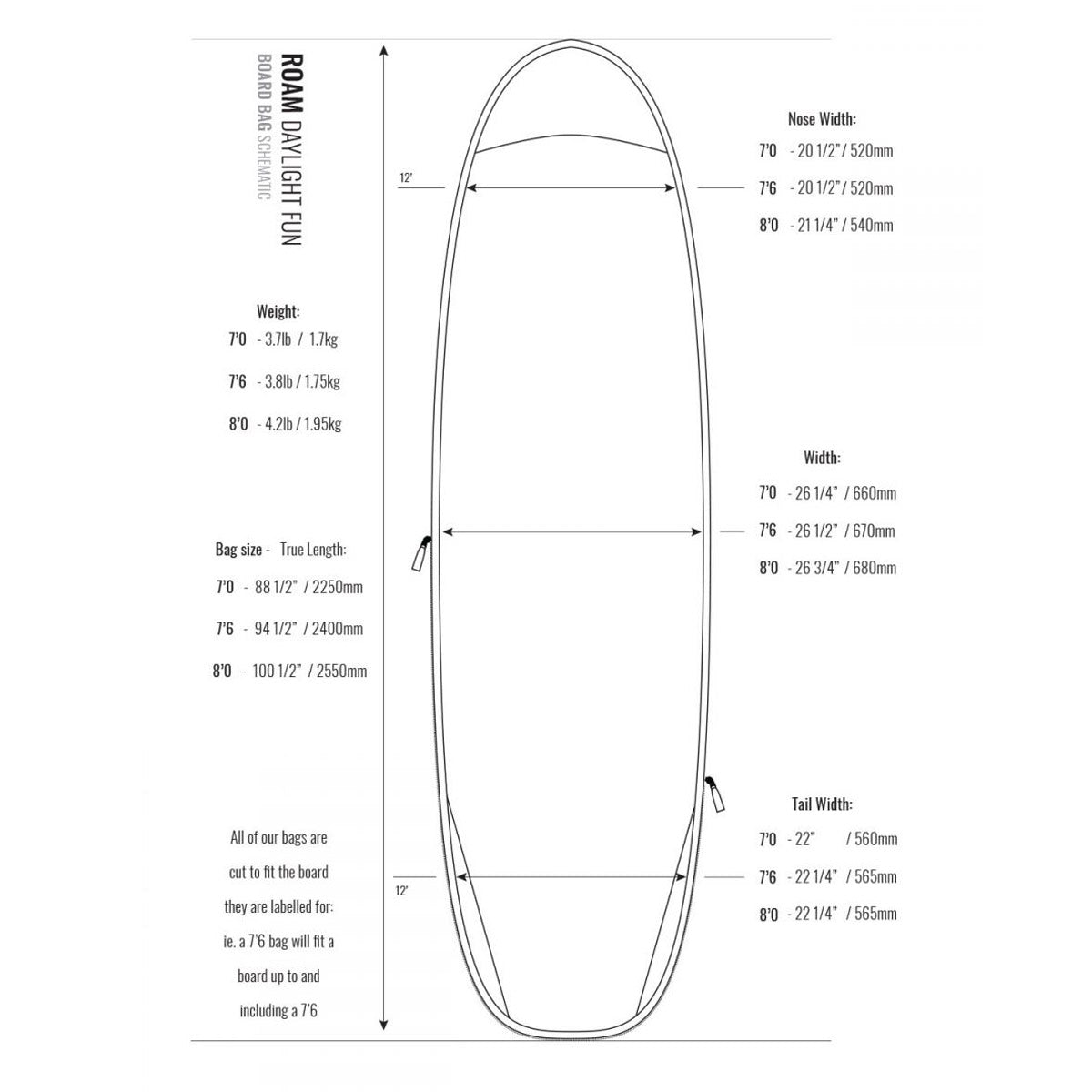 Roam Daylight Surfboard Bag – 5’4-9’6