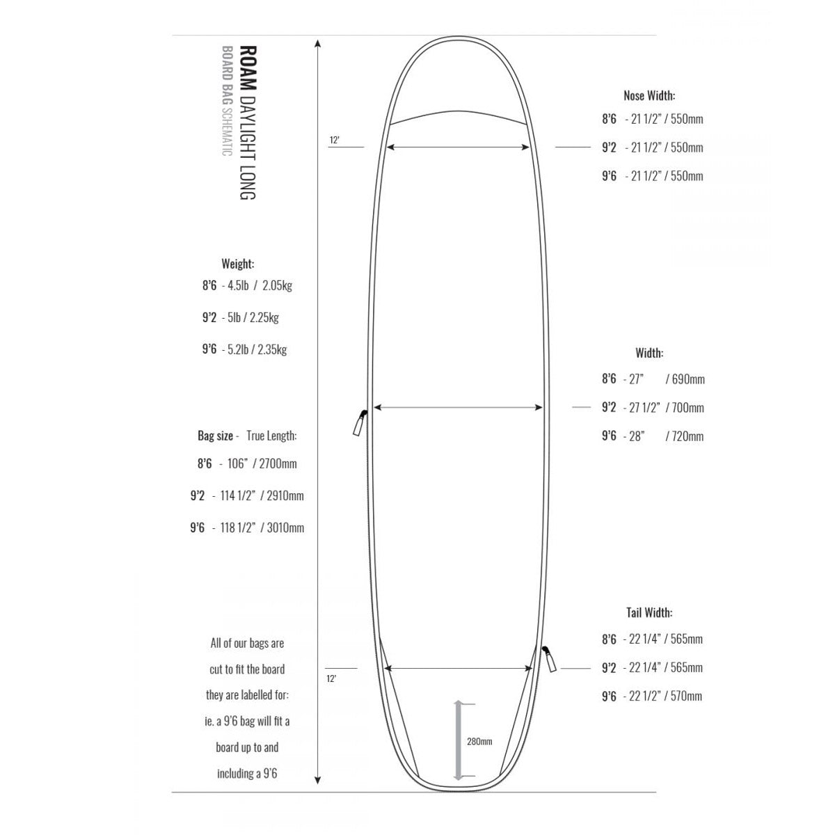 Roam Daylight Surfboard Bag – 5’4-9’6