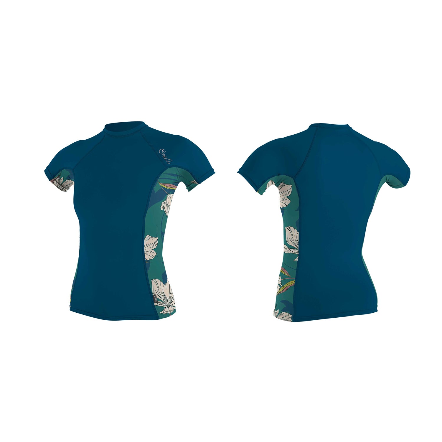 O'Neill WMS Side Print SS Crew Rash Guard – Navy