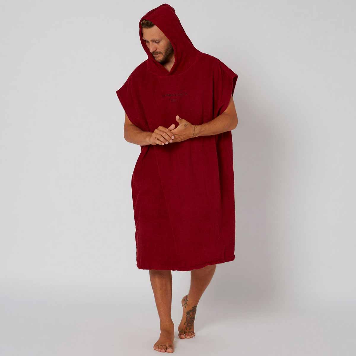 Ocean & Earth Terry Hooded Poncho – Latvian Red