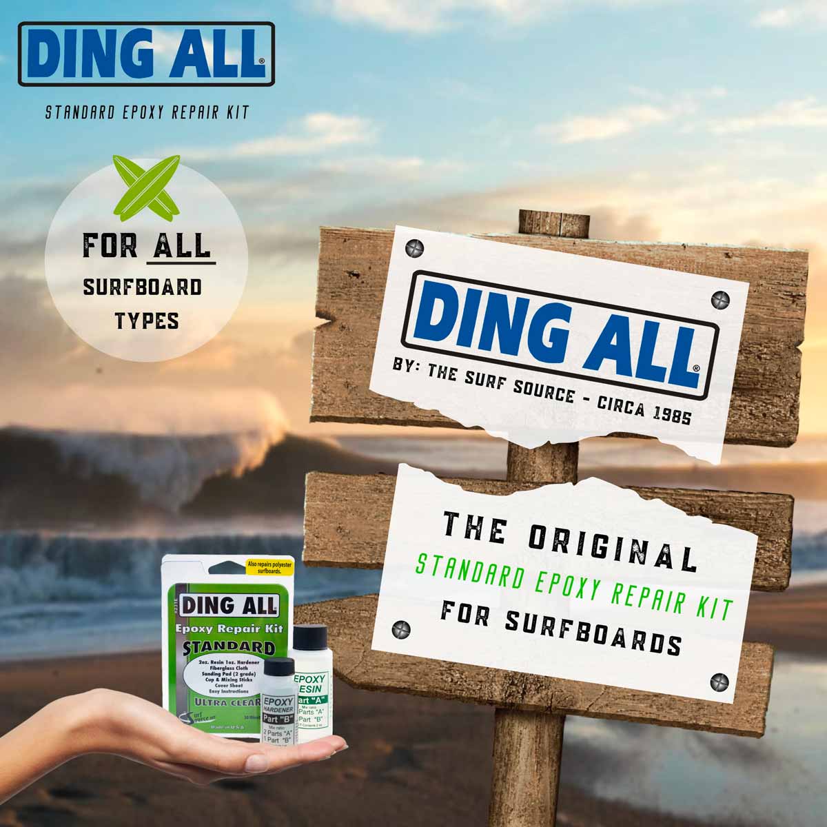 Ding All Standard Epoxy Resin Ding Repair Kit