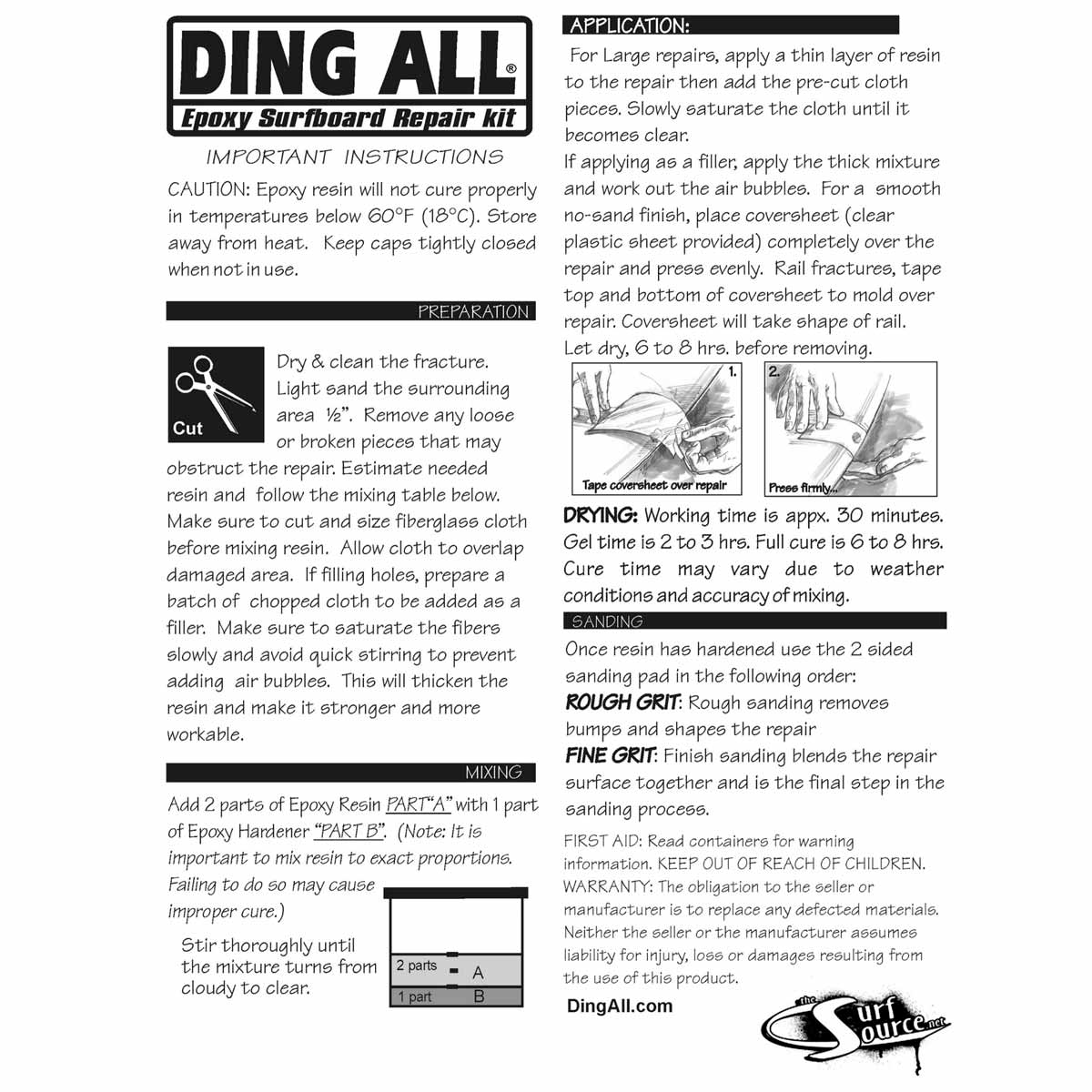 Ding All Standard Epoxy Resin Ding Repair Kit