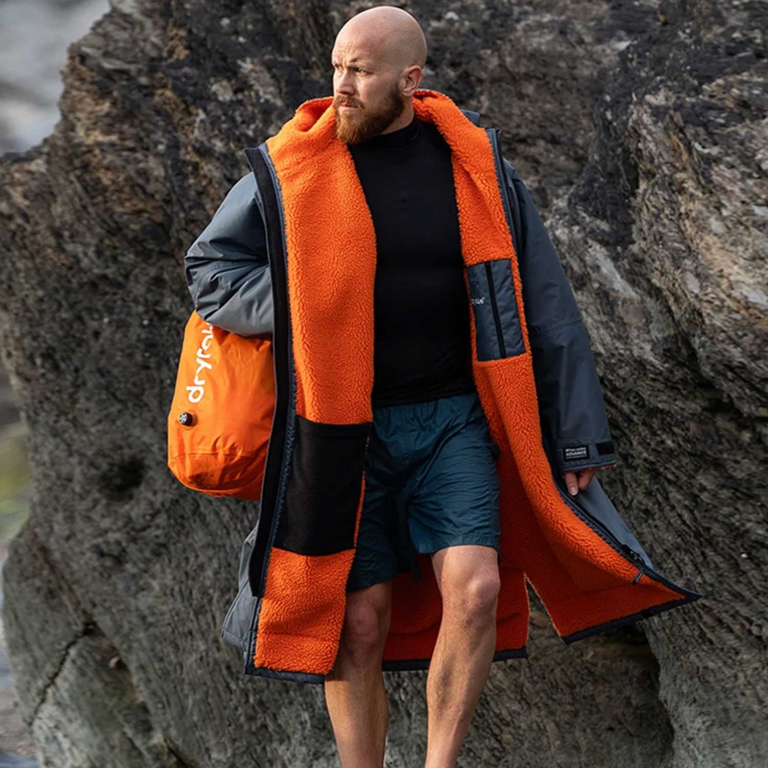 Dryrobe Advance Changing Robe Waterproof Jacket - Dark Grey Orange