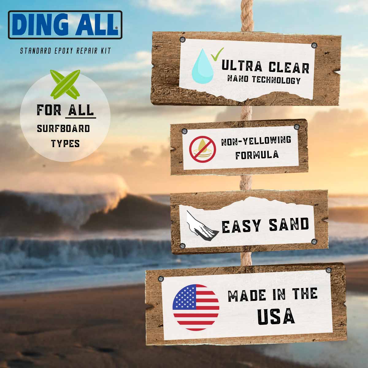 Ding All Standard Epoxy Resin Ding Repair Kit