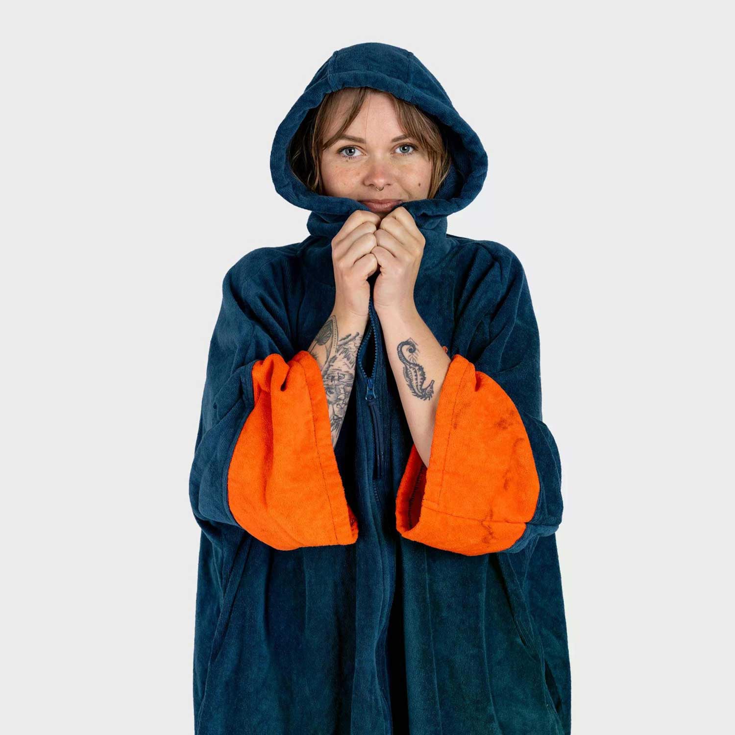 Dryrobe Full-Zip Organic Towel Changing Robe - Blue Orange