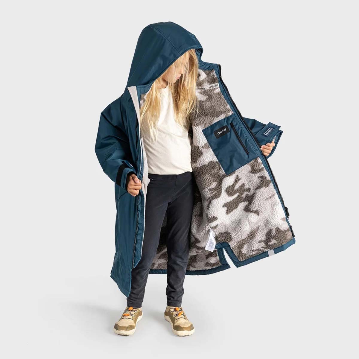 Dryrobe Advance Kids Changing Robe Waterproof Jacket - Deep Sea Blue Sand Camo