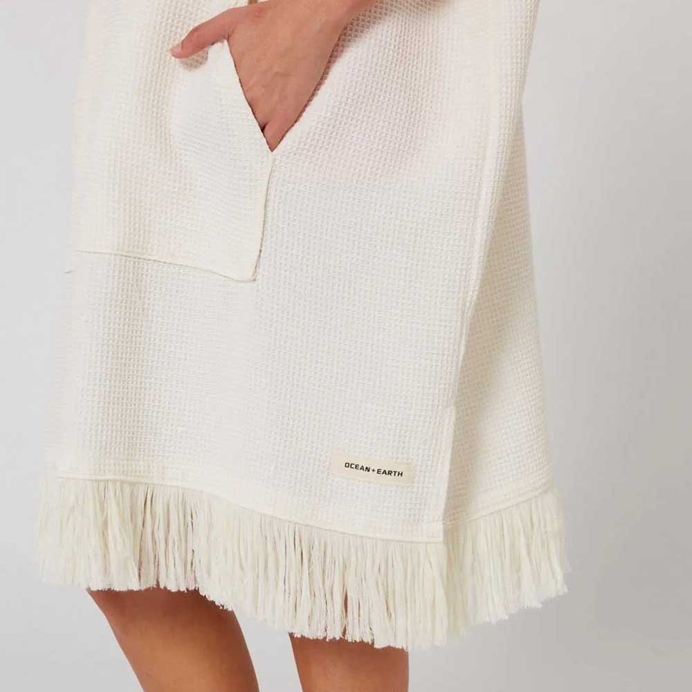 Ocean & Earth Ladies Waffle Hooded Poncho – Off White